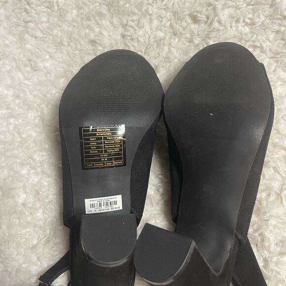 Torrid synthetic Black suede Peep-Toe sling back heels with bow accent SZ10W - Picture 9 of 11